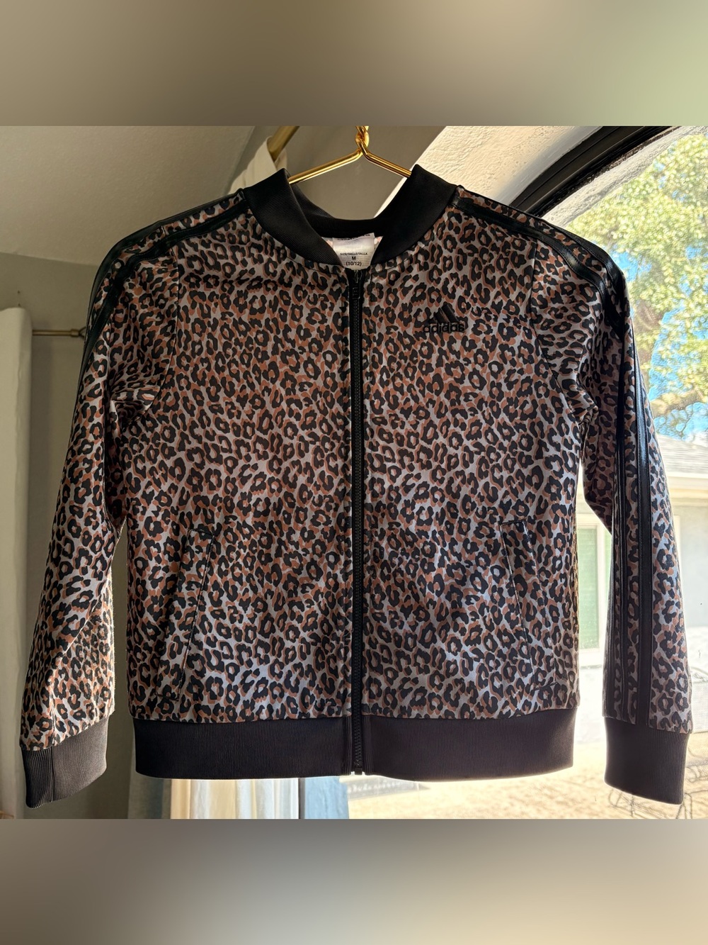 Adidas Kids Tricot Leopard Print Track Jacket - Brown & Black